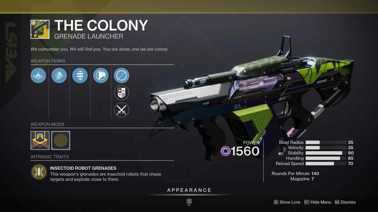 Une arme lourde PvP bien-aimée, The Colony est l'une de ces armes à feu qui vous permet presque toujours de tuer dans le creuset.