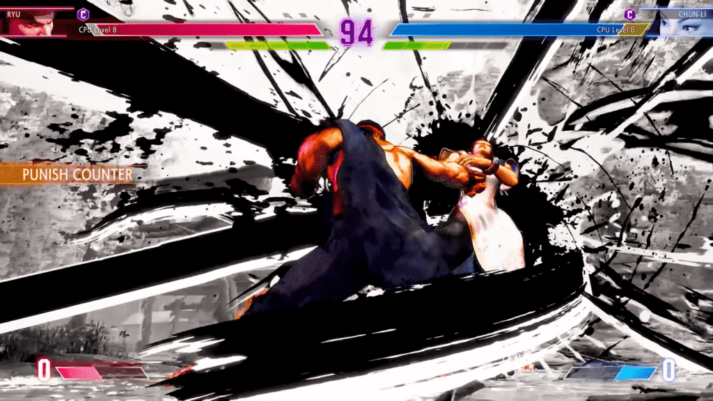 Ryu exécutant un Punish Counter à Chun Li