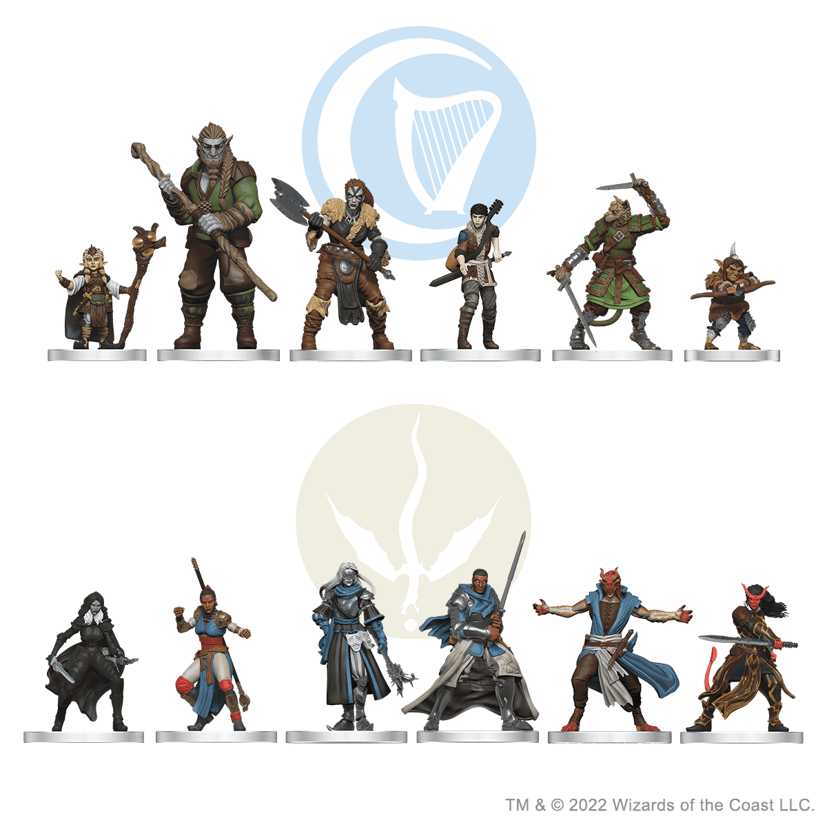 Miniatures de six héros de chacune des deux factions de D&D: Onslaught