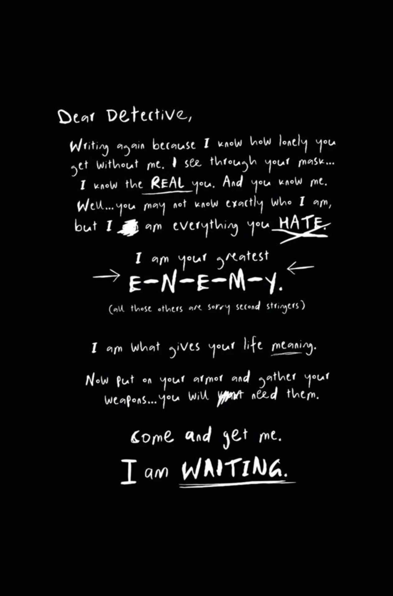 une lettre à Batman de Dear Detective