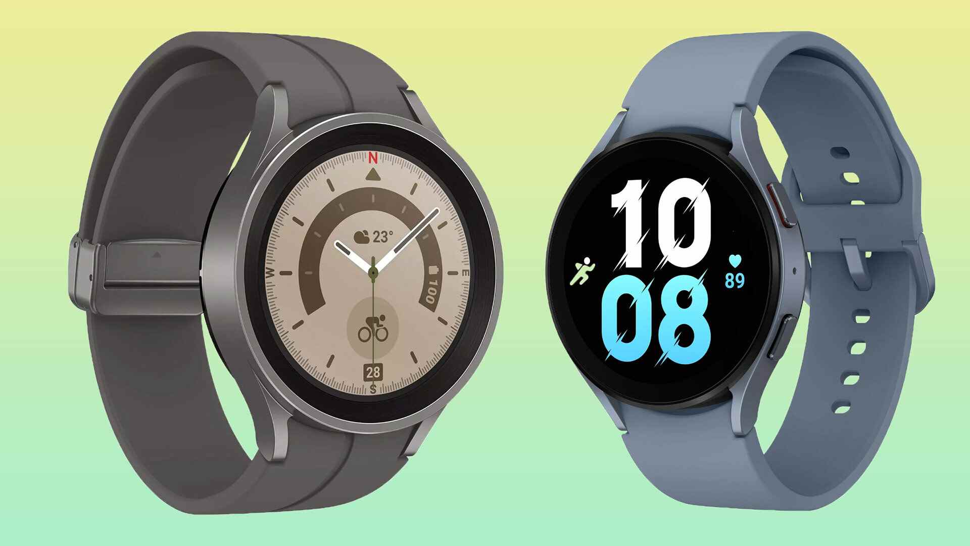 Galaxy Watch 5 Pro (à gauche) et Galaxy Watch 5 (à droite)