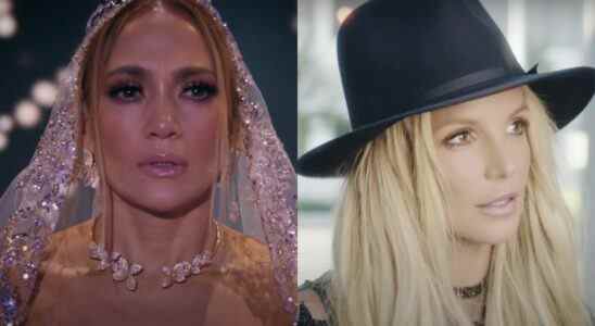 screenshots of jennifer lopez from marry me and britney spears from make me music video