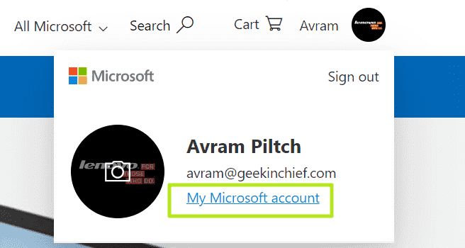 Accédez à Mon compte Microsoft