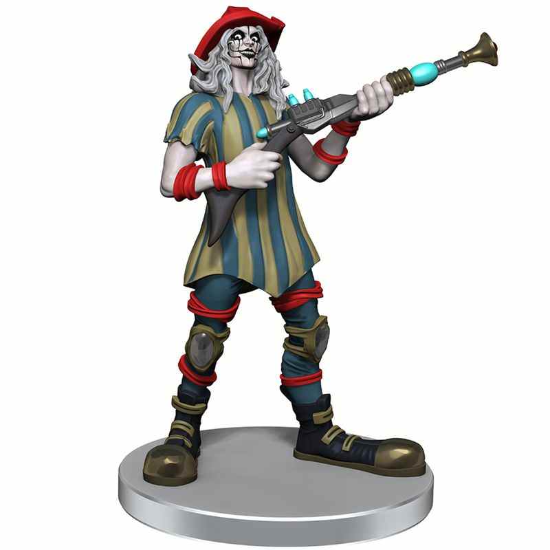 Une miniature maudite de WizKids montrant un clown avec un bras long.