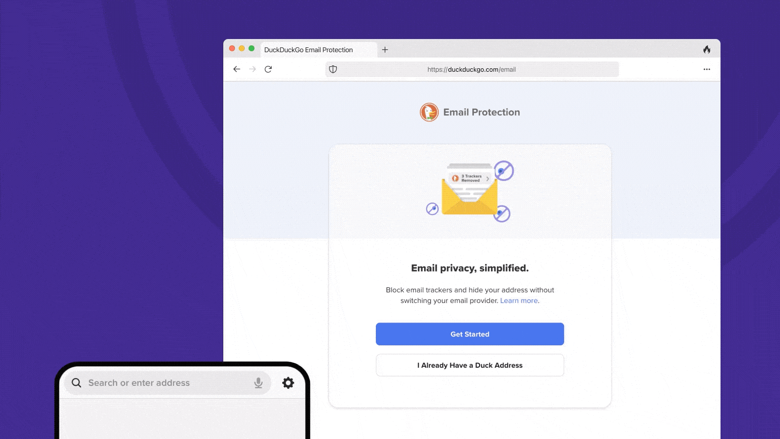 Un GIF vous montrant comment vous inscrire à DuckDuckGo Email Protection