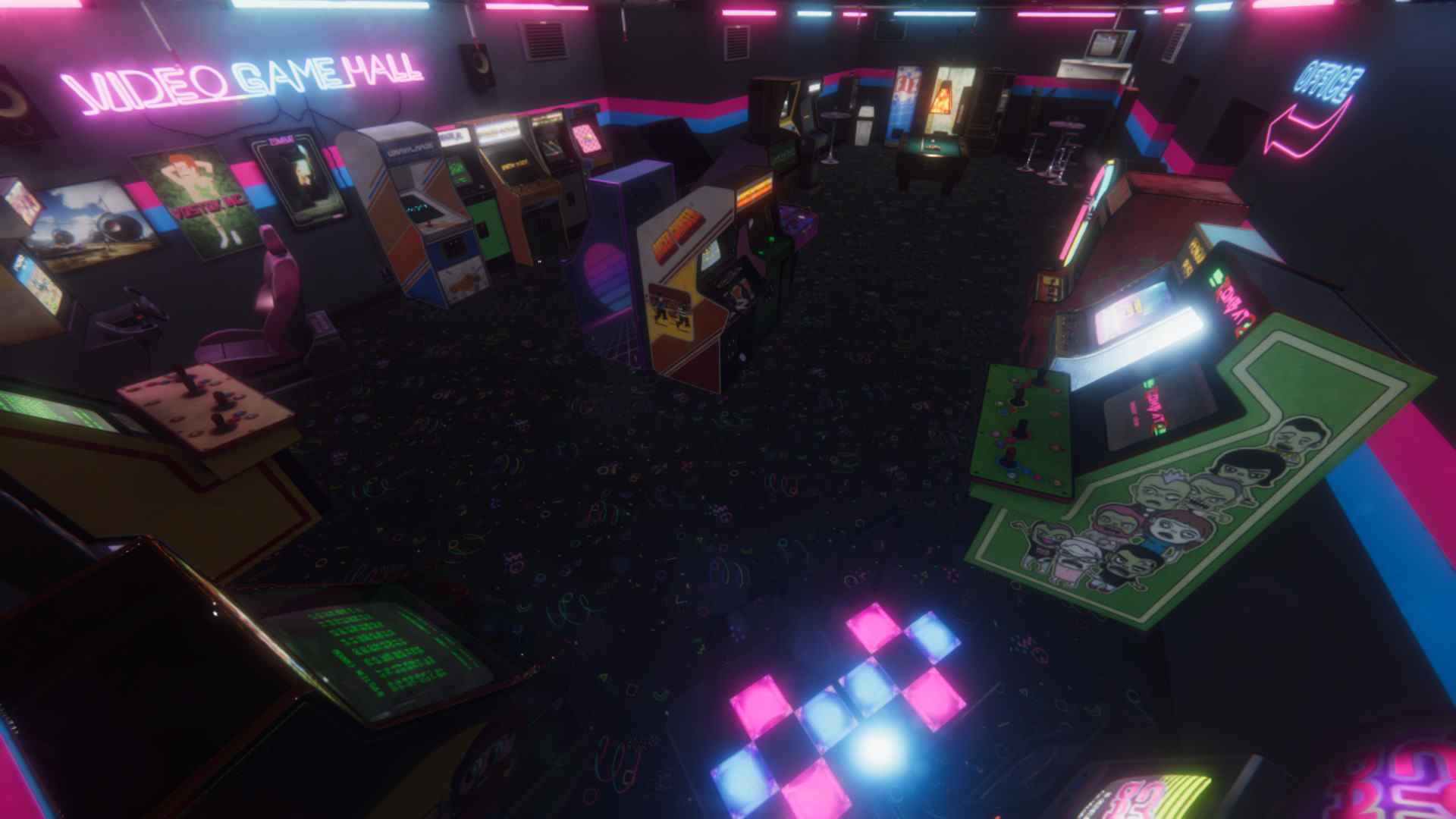 Une salle d'arcade dans Arcade Paradise