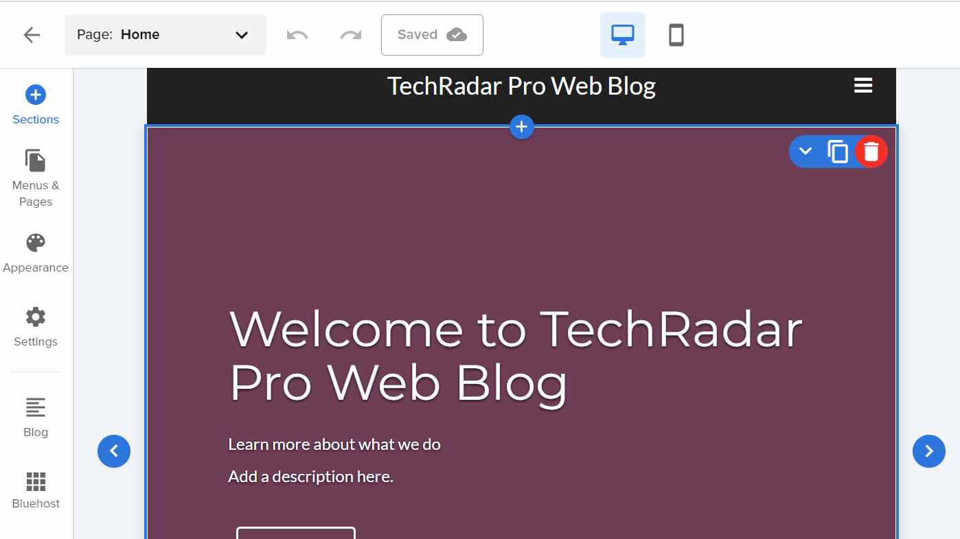 Un site de blog Web TechRadar Pro créé à l'aide de Bluehost Website Builder