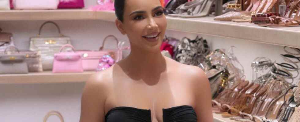 Kim Kardashian in her giant closet on The Kardashians
