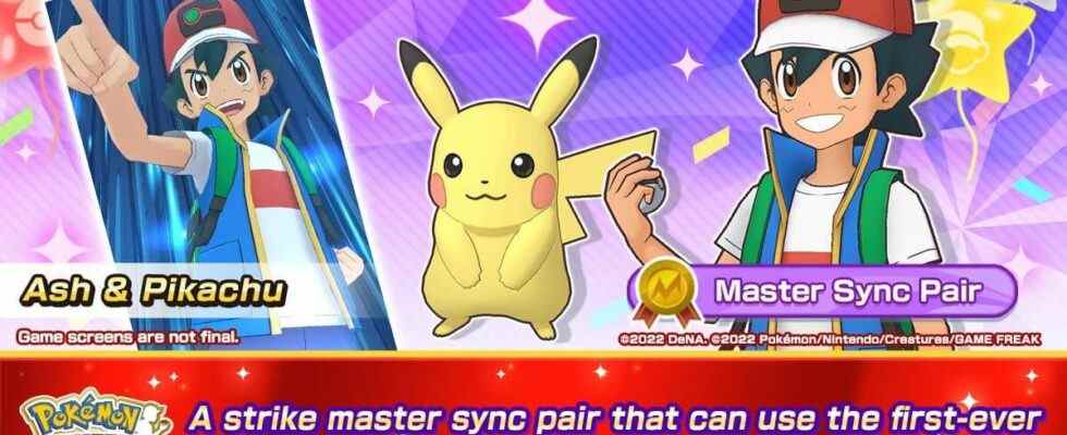 Ash Ketchum est jouable pour la première fois dans un jeu Pokemon dans Masters EX