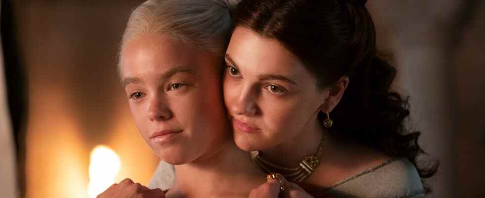 Rhaenyra Targaryen (Milly Alcock) and Alicent Hightower (Emily Carey) on House of the Dragon