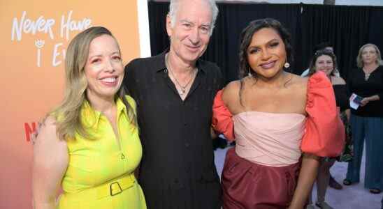 LOS ANGELES, CALIFORNIA - AUGUST 11: Lang Fisher, John McEnroe and Mindy Kaling attend the Los Angeles premiere of Netflix's "Never Have I Ever" Season 3 on August 11, 2022 in Los Angeles, California. (Photo by Charley Gallay/Getty Images for Netflix)
