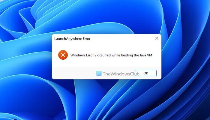 L'erreur Windows 2 s'est produite lors du chargement de la machine virtuelle Java