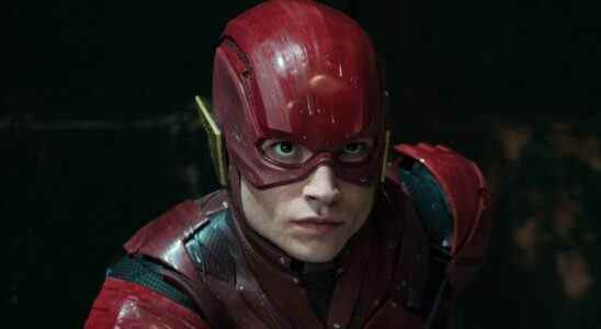 Ezra Miller suited up as The Flash in Justice League