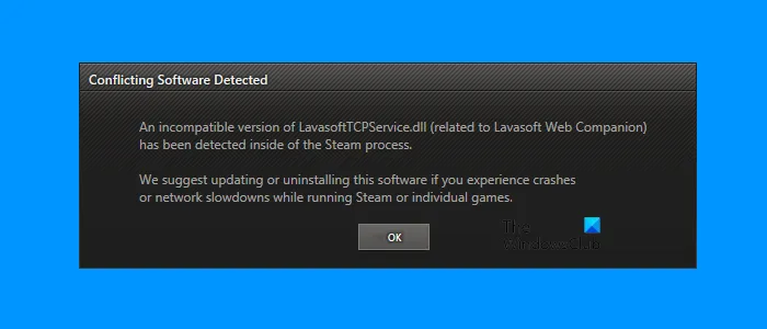 Un logiciel en conflit a détecté une erreur dans Steam