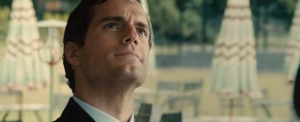 Henry Cavill looks up with defiance and snark in The Man From U.N.C.L.E.