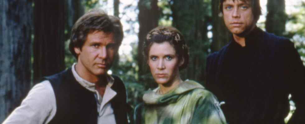 Luke, Leia, and Han in Star Wars: Return of the Jedi