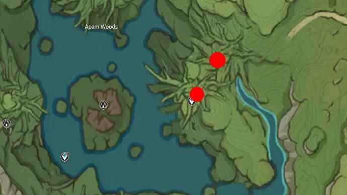 Emplacements des champignons Rukkhashava : une carte montrant les emplacements de Rukkhashava dans l'est de la forêt d'Apam