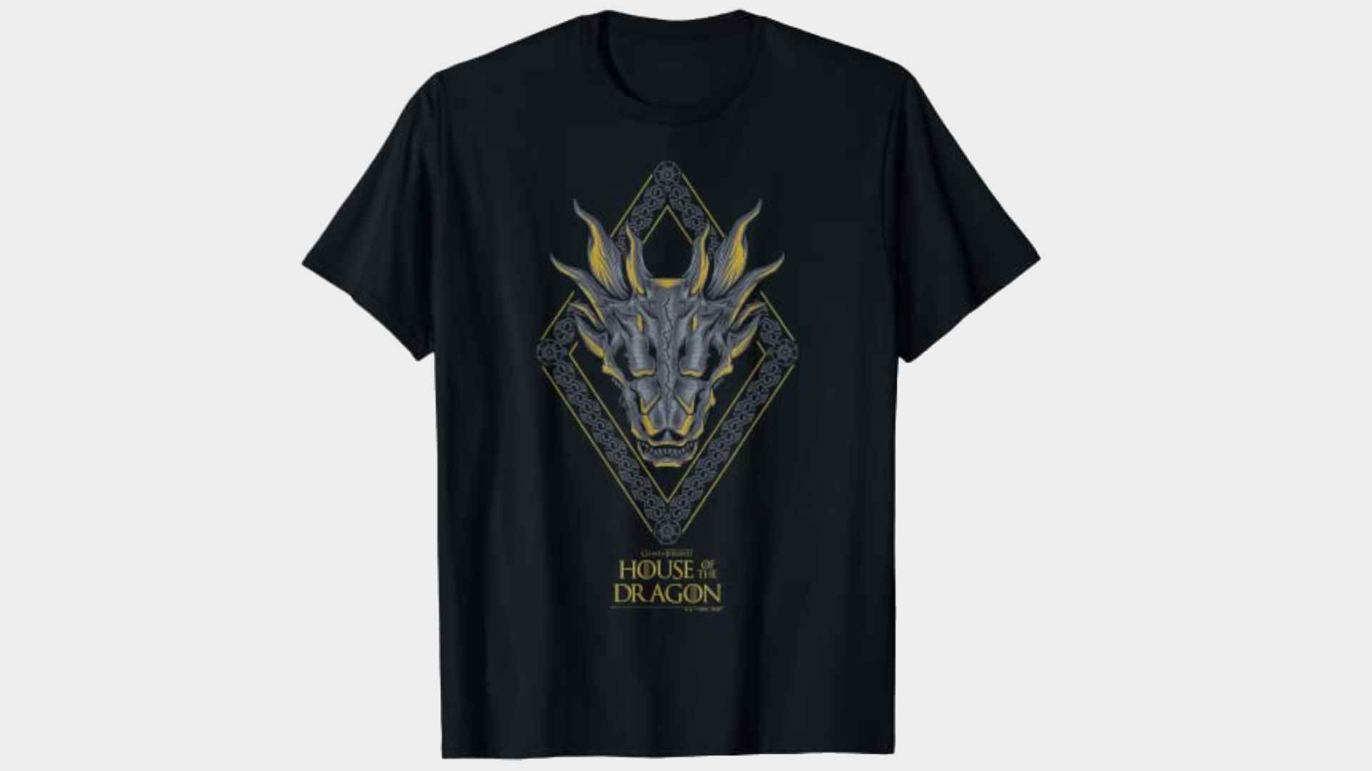 T-shirt Dragon Skull Silhouette noir sur fond gris