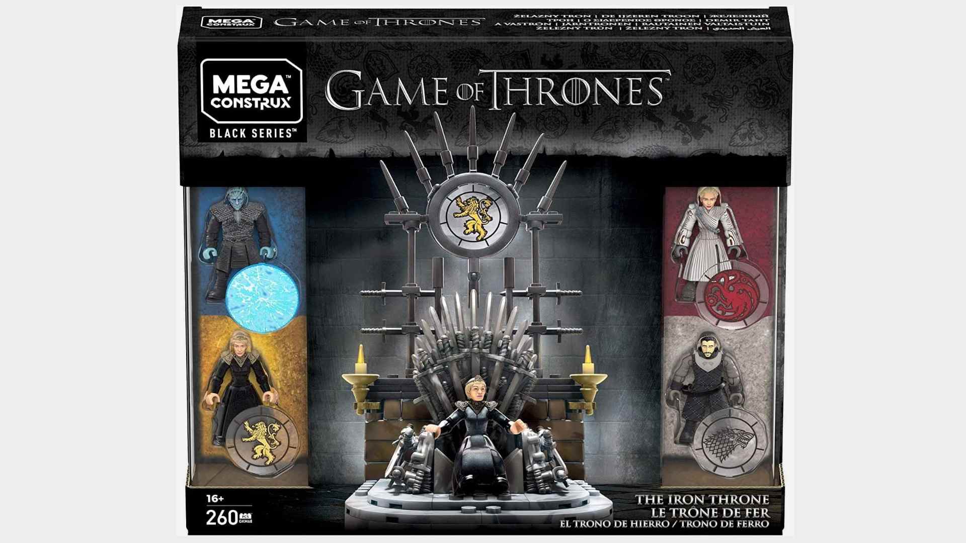 Mega Construx Game of Thrones La boîte de jeu de construction du trône de fer sur fond gris