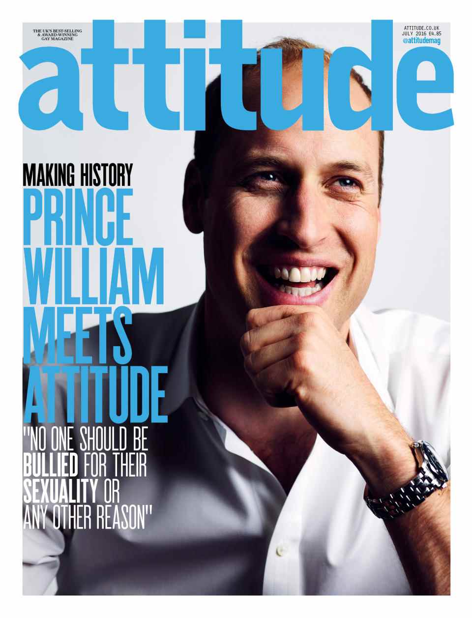 Le prince William apparaît dans le numéro de juillet 2016 du magazine Attitude
