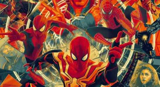 Tous les Spider-Men se balancent dans Spider-Man de Matt Taylor: No Way Home Poster de Mondo