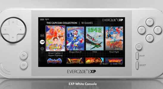 Evercade EXP handheld gaming system with the Capcom Collection