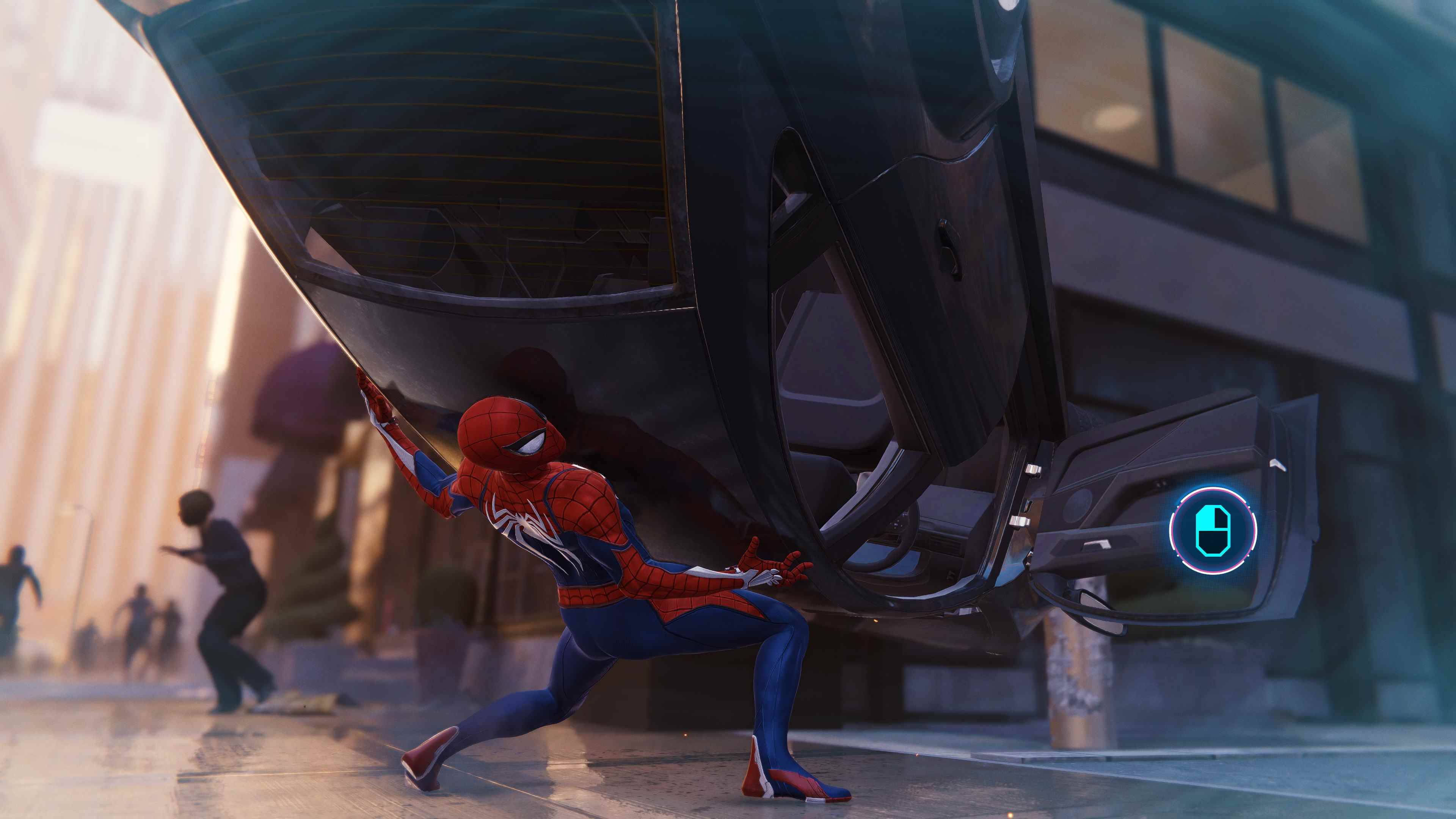 Spider-Man attrape une voiture