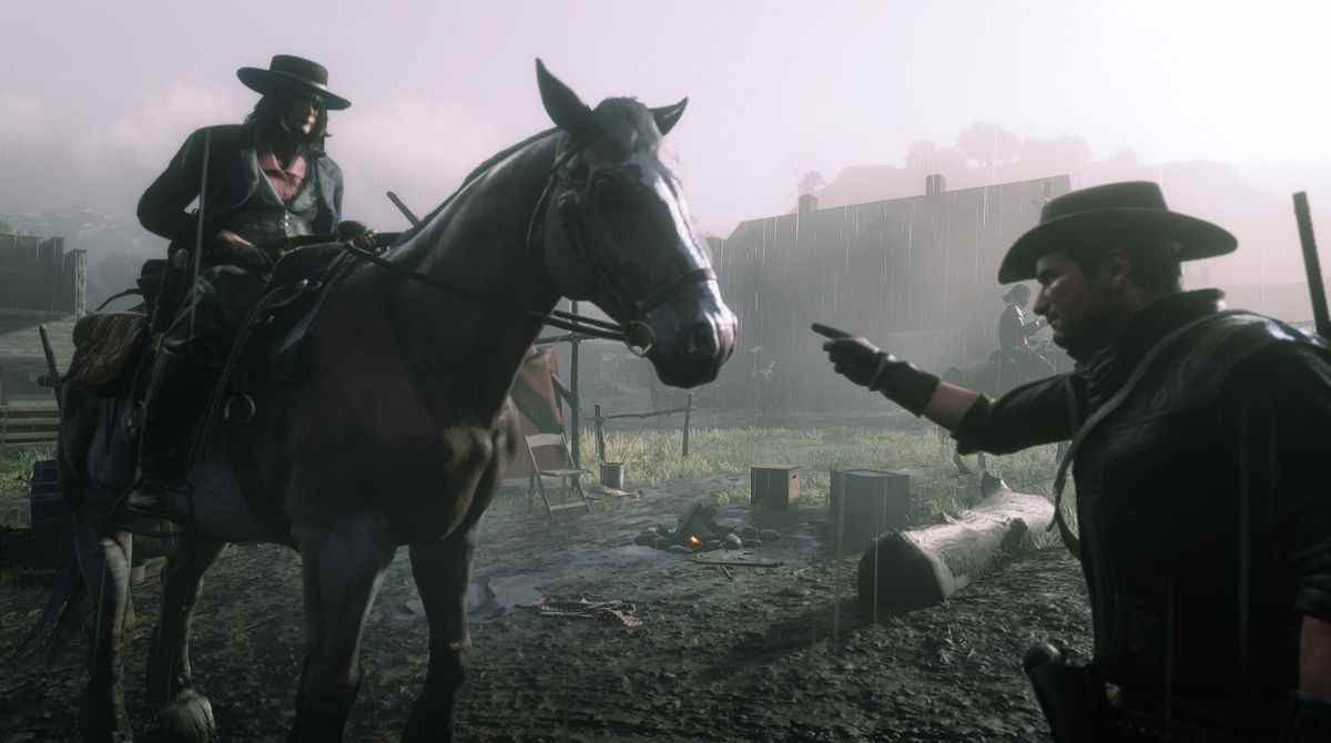 Red Dead Online - un joueur admoneste Hayseed, le grand cheval de trait belge.