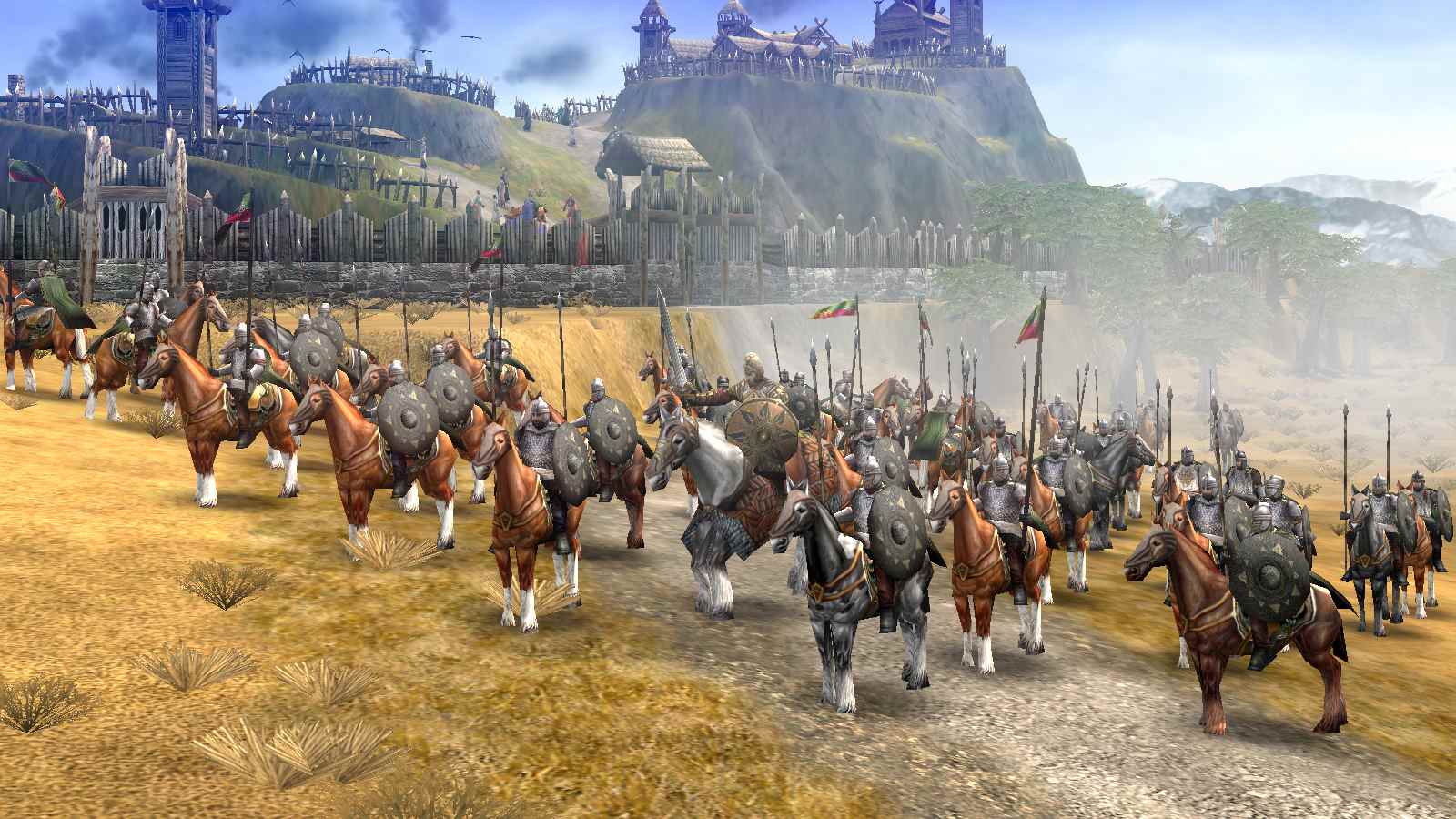 Cavalerie Rohan debout en formation dans la bataille pour la Terre du Milieu