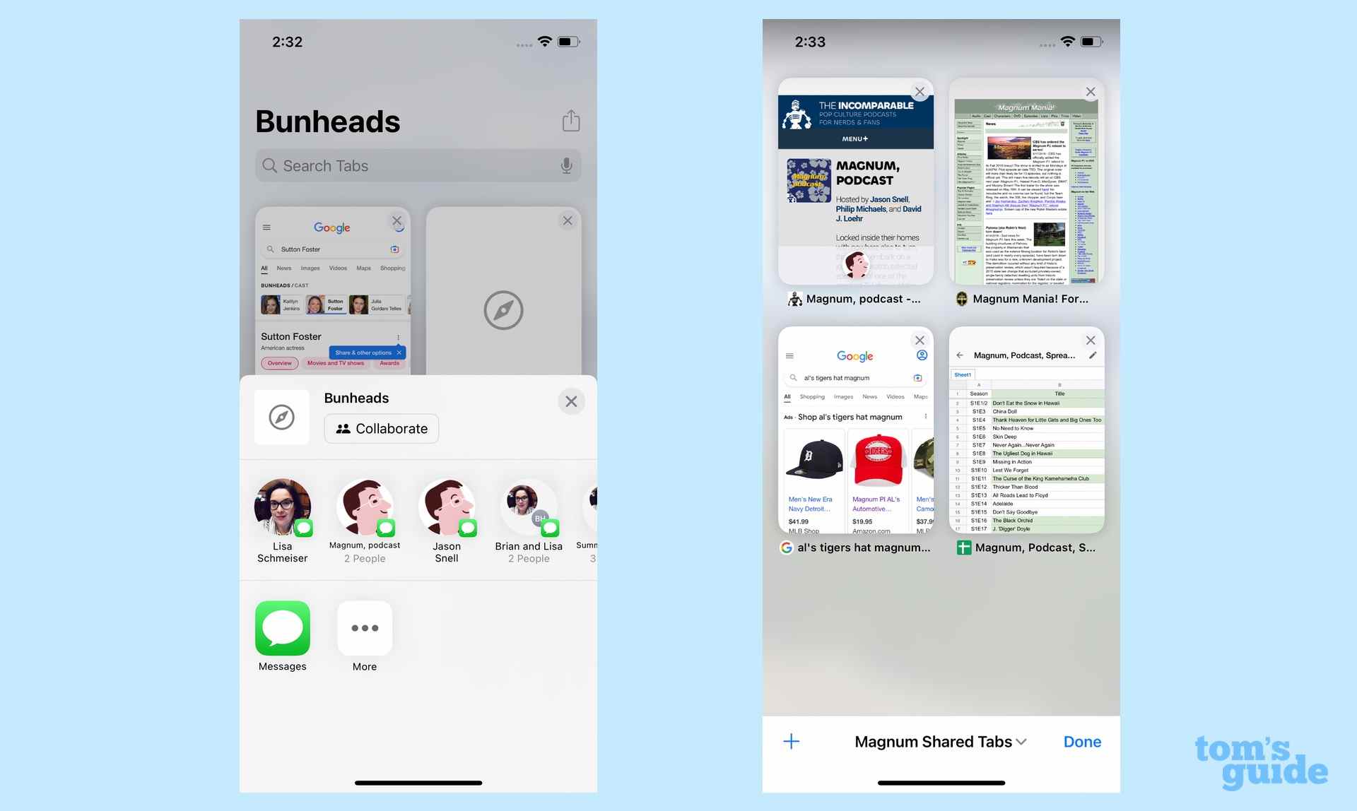 Groupes d'onglets partagés pratiques iOS 16 dans Safari
