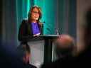 La sous-gouverneure de la Banque du Canada, Carolyn Rogers, lors d'une réunion de développement économique à Calgary jeudi.