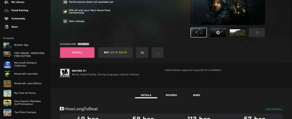 HowLongToBeat a été intégré à l'application Xbox sur PC