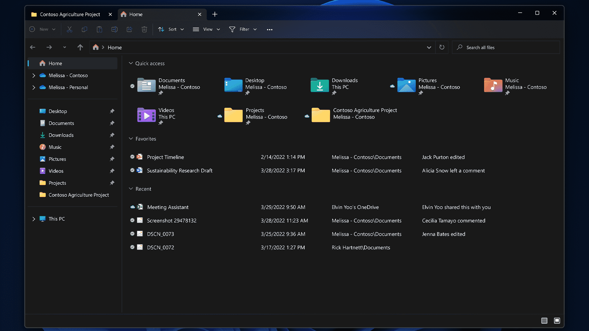 Explorateur de fichiers avec onglets dans la mise à jour Windows 11 2022