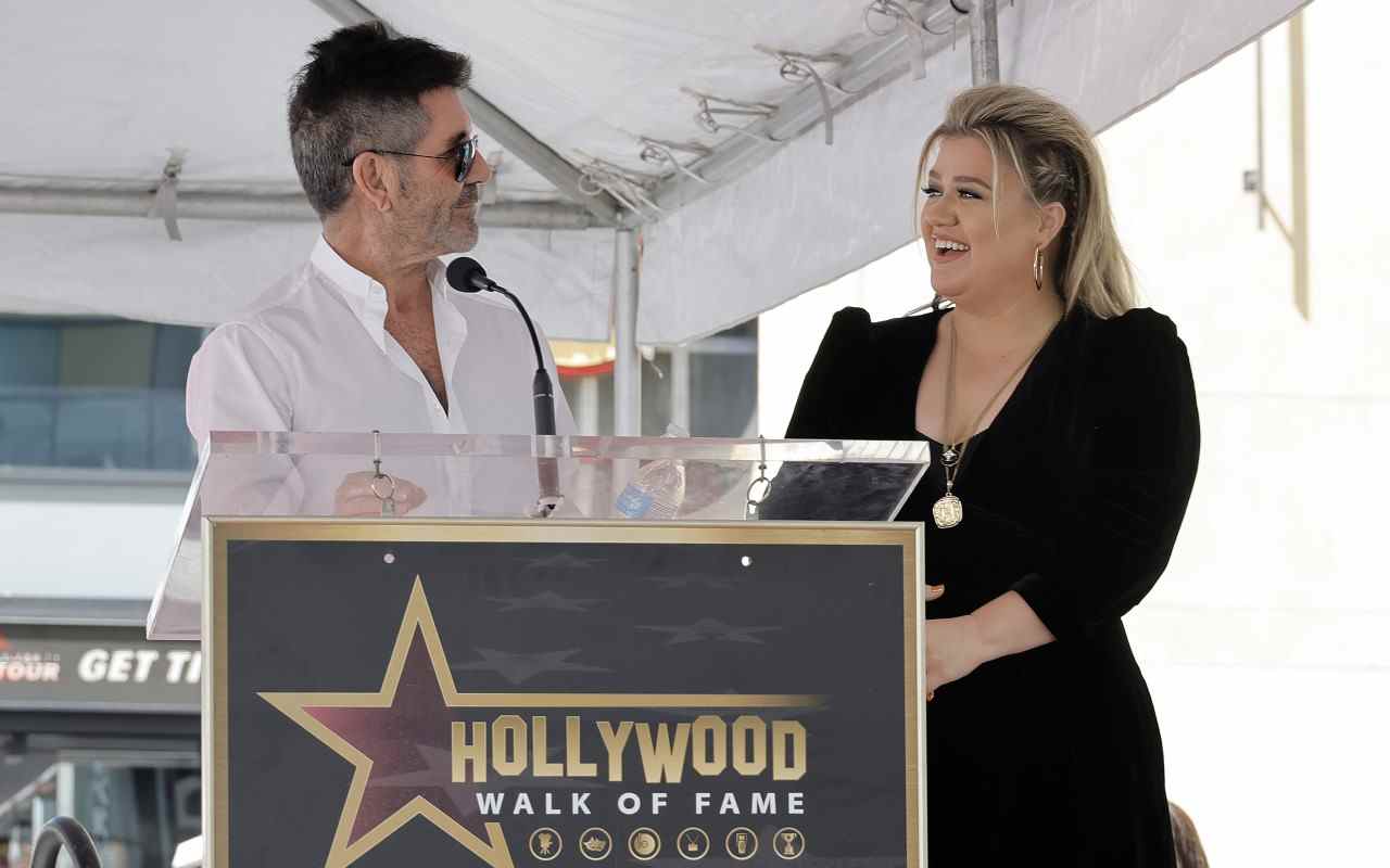 Simon Cowell et Kelly Clarkson à la cérémonie du Hollywood Walk of Fame