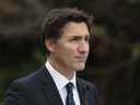 Le premier ministre Justin Trudeau prononce un discours lors de la retraite estivale du caucus libéral à St. Andrews, au Nouveau-Brunswick, le lundi 12 septembre.