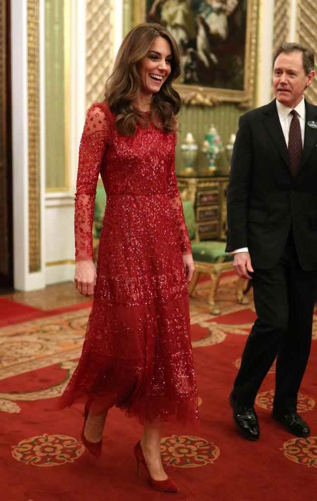 La duchesse de Cambridge en robe rouge Buckingham Palace en janvier 2020