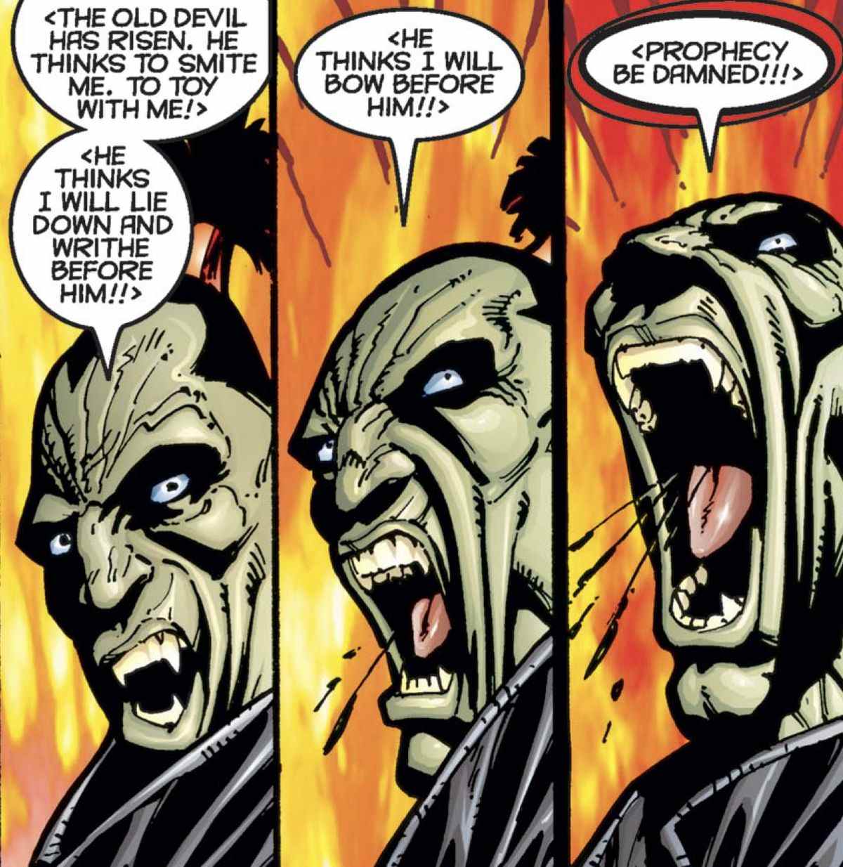 Saracen crie son mépris de Blade dans Blade: Vampire Hunter # 2 (2000). 