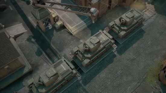 Mise à jour de Foxhole Inferno : des réservoirs peints en vert sont placés sur des wagons à plateau à Foxhole