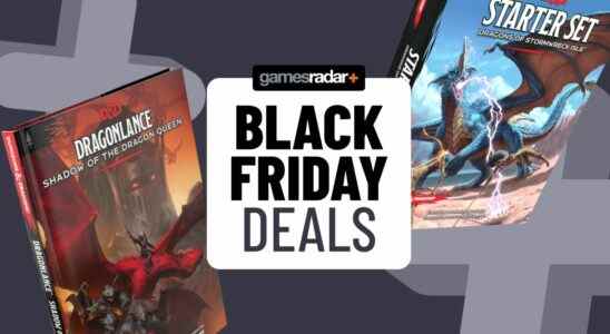 D&D Black Friday deals hero image with Dragonlance book and Starter Set