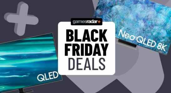 Black Friday QLED TV deals hero image with two Samsung QLED TVs on display