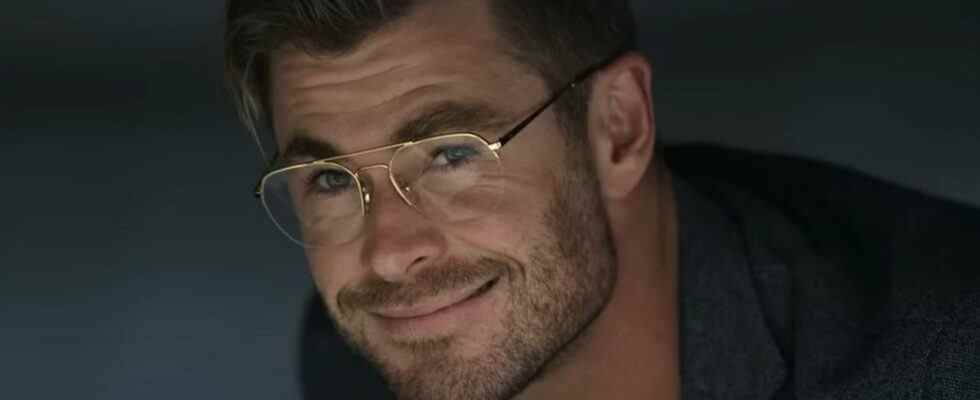 Chris Hemsworth smiling in Spiderhead