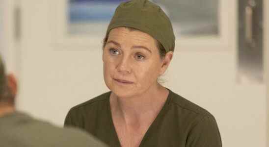 Meredith Grey in green scrubs.