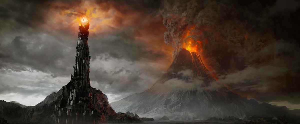 L'Œil de Sauron se trouve devant le Mont Doom dans Le Seigneur des Anneaux : Le Retour du Roi