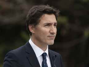 Le premier ministre Justin Trudeau prononce un discours lors de la retraite estivale du caucus libéral à St. Andrews, au Nouveau-Brunswick, le lundi 12 septembre 2022.
