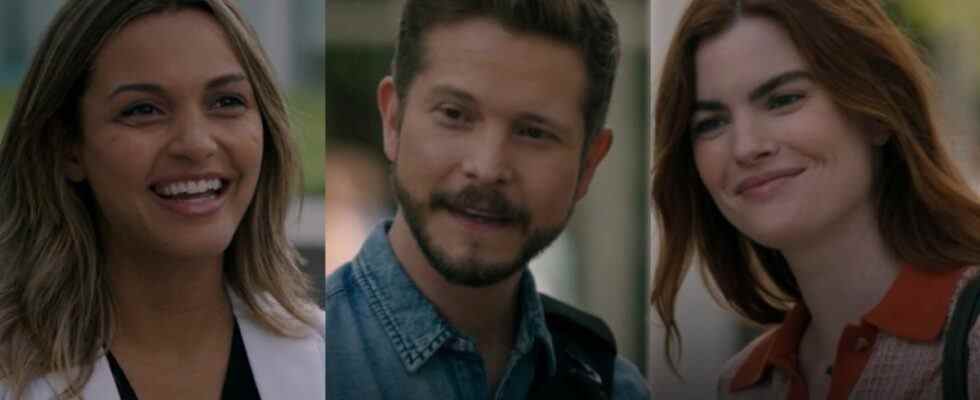 jessica lucas, matt czuchry, and kaley ronayne in the resident.