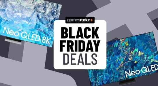 Black Friday Samsung TV deals hero image with two flagship TV models
