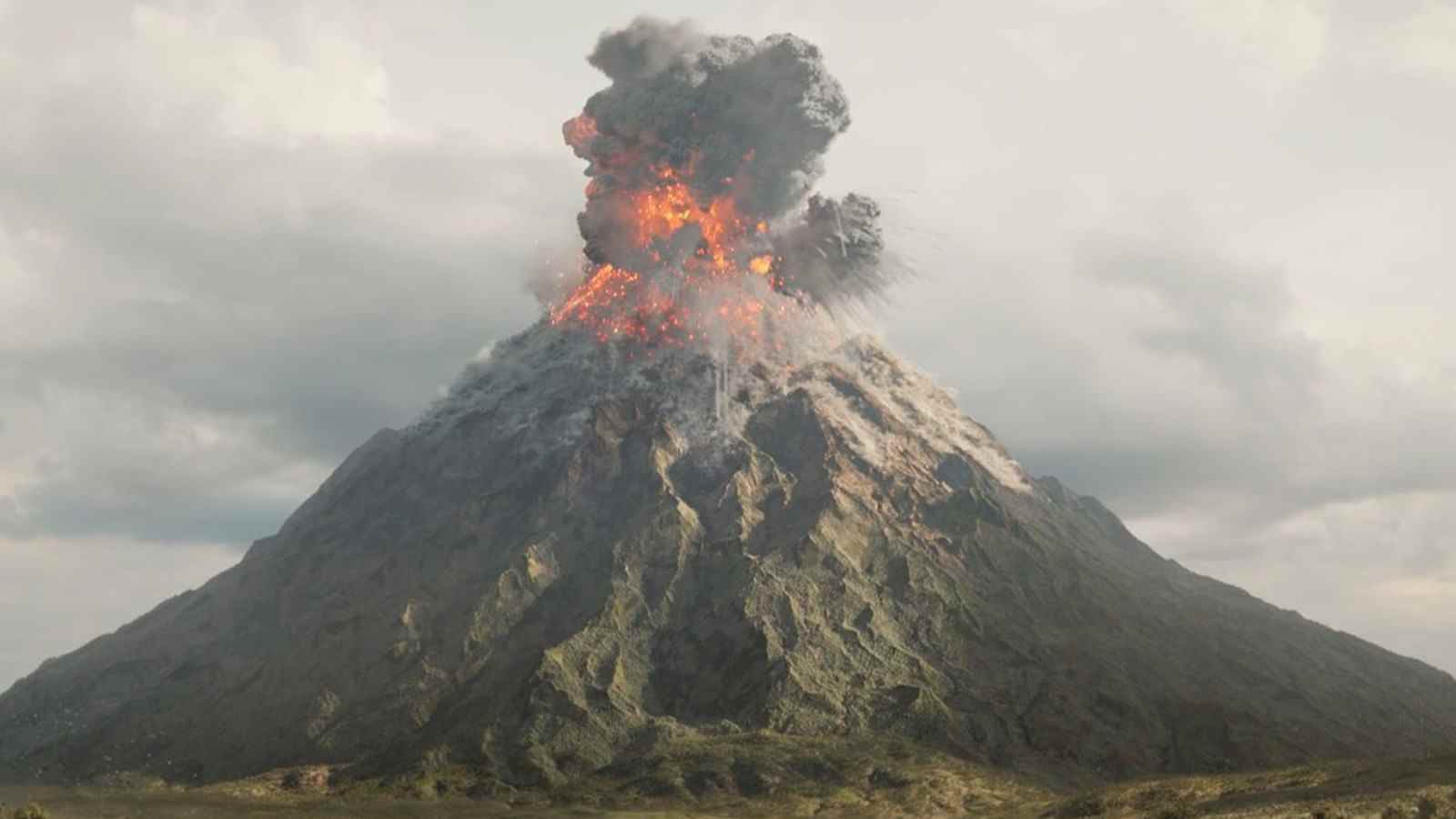 Mount Doom éclate devant un ciel bleu dans The Rings of Power épisode 6