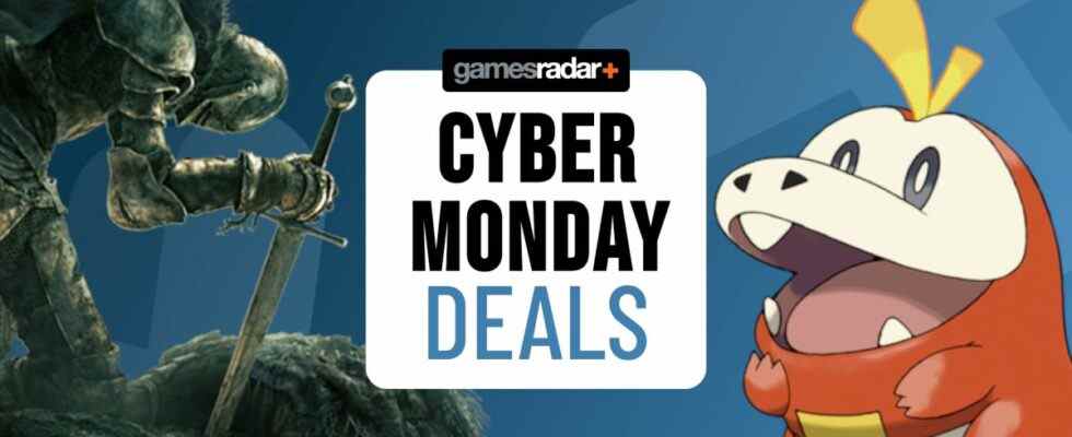 Cyber Monday gaming deals with Elden Ring Knight and a Pokemon from Pokemon Scarlet