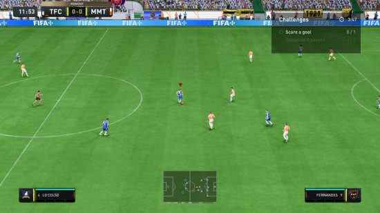 Revue FIFA 23 : Gameplay Ultimate Team avec Lo Celso sur le ballon au milieu du terrain
