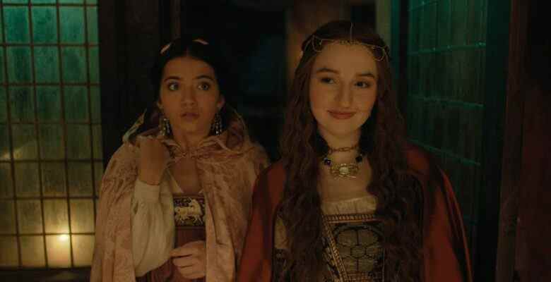 (L-R): Isabela Merced as Juliet and Kaitlyn Dever as Rosaline in 20th Century Studios' Rosaline, exclusively on Hulu. Photo courtesy of 20th Century Studios. © 2022 20th Century Studios.  All Rights Reserved.